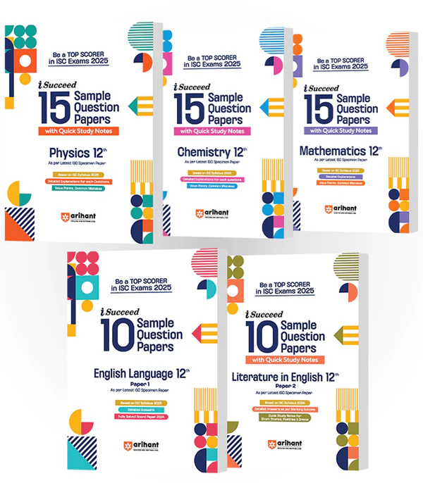 ISC i-Succeed Sample Question Paper for Class 12th | Physics, Chemistry, Mathematics, English Language & Literature in English | Set of 5 books